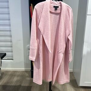 Light Pink size L wool and viscose boucle Tahari light  weight sweater coat.